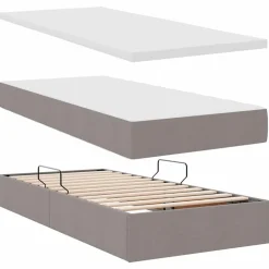 vidaXL Cama con almacenamiento 180 x 200 cm Cuero sintético Taupé Online