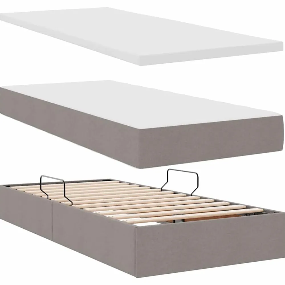 vidaXL Cama con almacenamiento 180 x 200 cm Cuero sintético Taupé Online