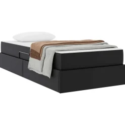 vidaXL Cama con almacenamiento y colchón con colchón 2 pcs Cuero Negro Outlet