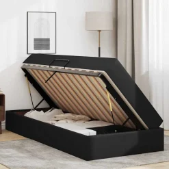 vidaXL Cama con almacenamiento y colchón con colchón 2 pcs Cuero Negro Outlet