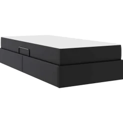 vidaXL Cama con almacenamiento y colchón con colchón 2 pcs Cuero Negro Outlet