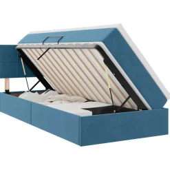 vidaXL Cama con almacenamiento 90 x 200 cm Terciopelo Azul oscuro Online