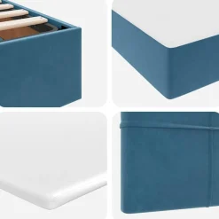 vidaXL Cama con almacenamiento 90 x 200 cm Terciopelo Azul oscuro Online