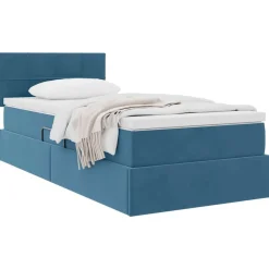 vidaXL Cama con almacenamiento 90 x 200 cm Terciopelo Azul oscuro Online