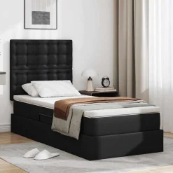 vidaXL Camas Y Accesorios-Cama con almacenamiento y LED 90 x 190 cm Cuero sintético