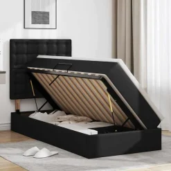 vidaXL Camas Y Accesorios-Cama con almacenamiento y LED 90 x 190 cm Cuero sintético