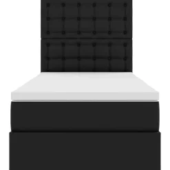 vidaXL Camas Y Accesorios-Cama con almacenamiento y LED 90 x 190 cm Cuero sintético