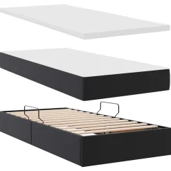 vidaXL Camas Y Accesorios-Cama con almacenamiento y LED 90 x 190 cm Cuero sintético