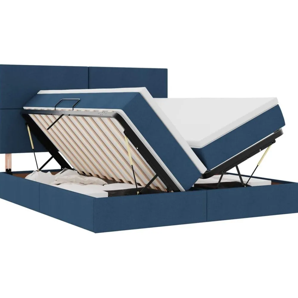 vidaXL Cama con almacenamiento 180 x 200 cm Cuero sintético Azul Sale