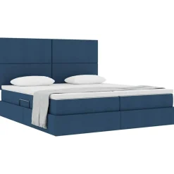 vidaXL Cama con almacenamiento 180 x 200 cm Cuero sintético Azul Sale
