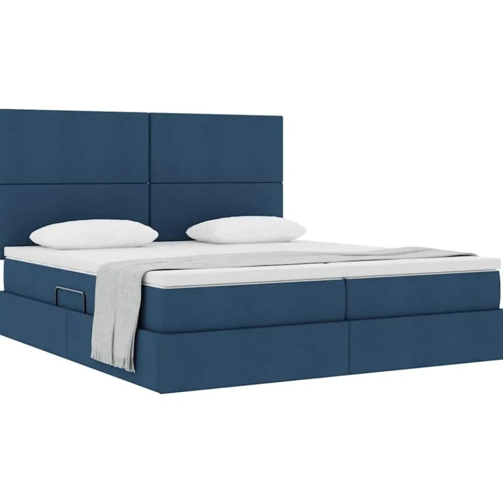 vidaXL Cama con almacenamiento 180 x 200 cm Cuero sintético Azul Sale
