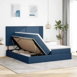 vidaXL Cama con almacenamiento 180 x 200 cm Cuero sintético Azul Sale