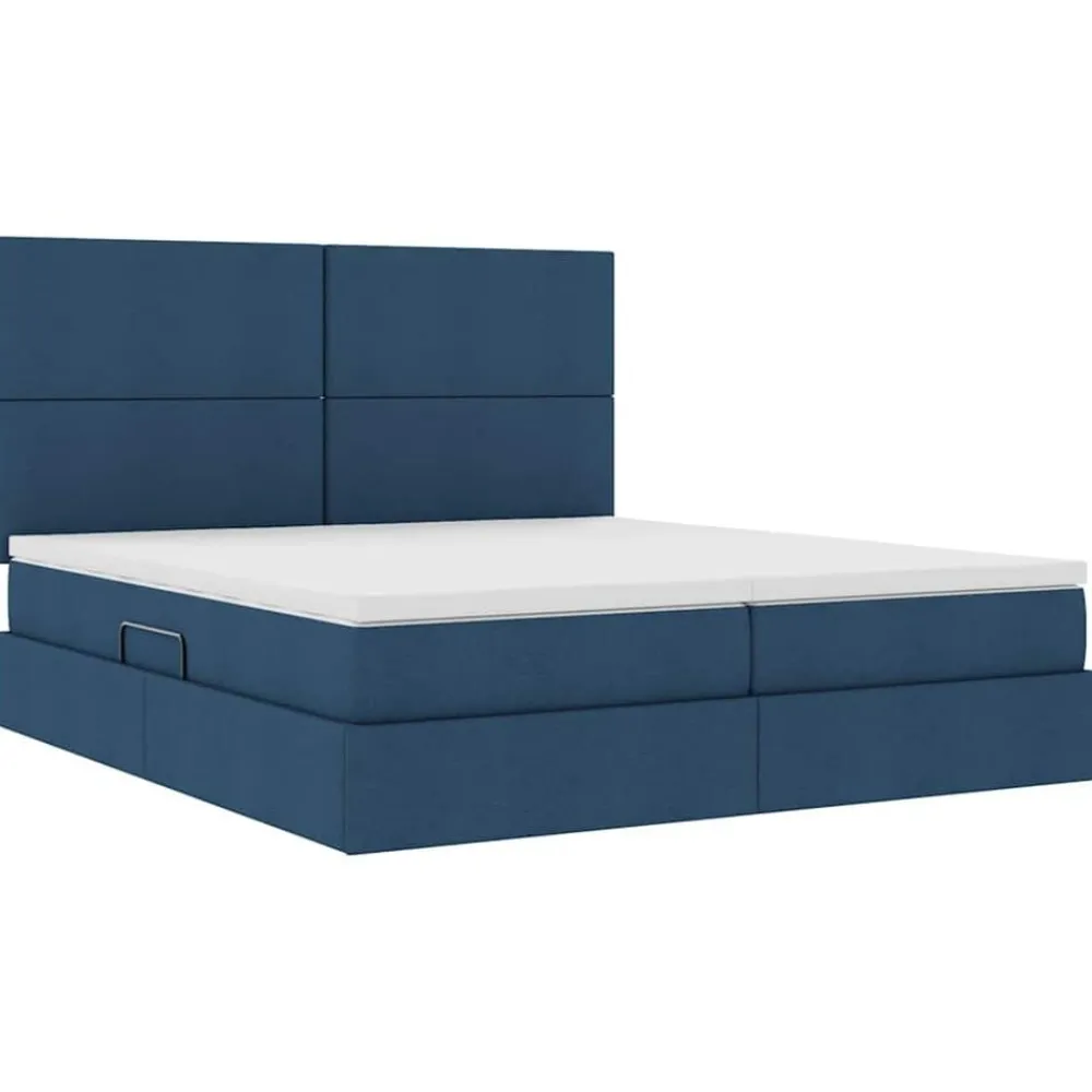 vidaXL Cama con almacenamiento 180 x 200 cm Cuero sintético Azul Sale