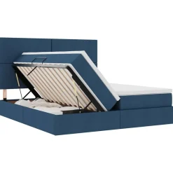 vidaXL Cama con almacenamiento 180 x 200 cm Cuero sintético Azul Sale