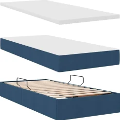 vidaXL Cama con almacenamiento 180 x 200 cm Cuero sintético Azul Sale