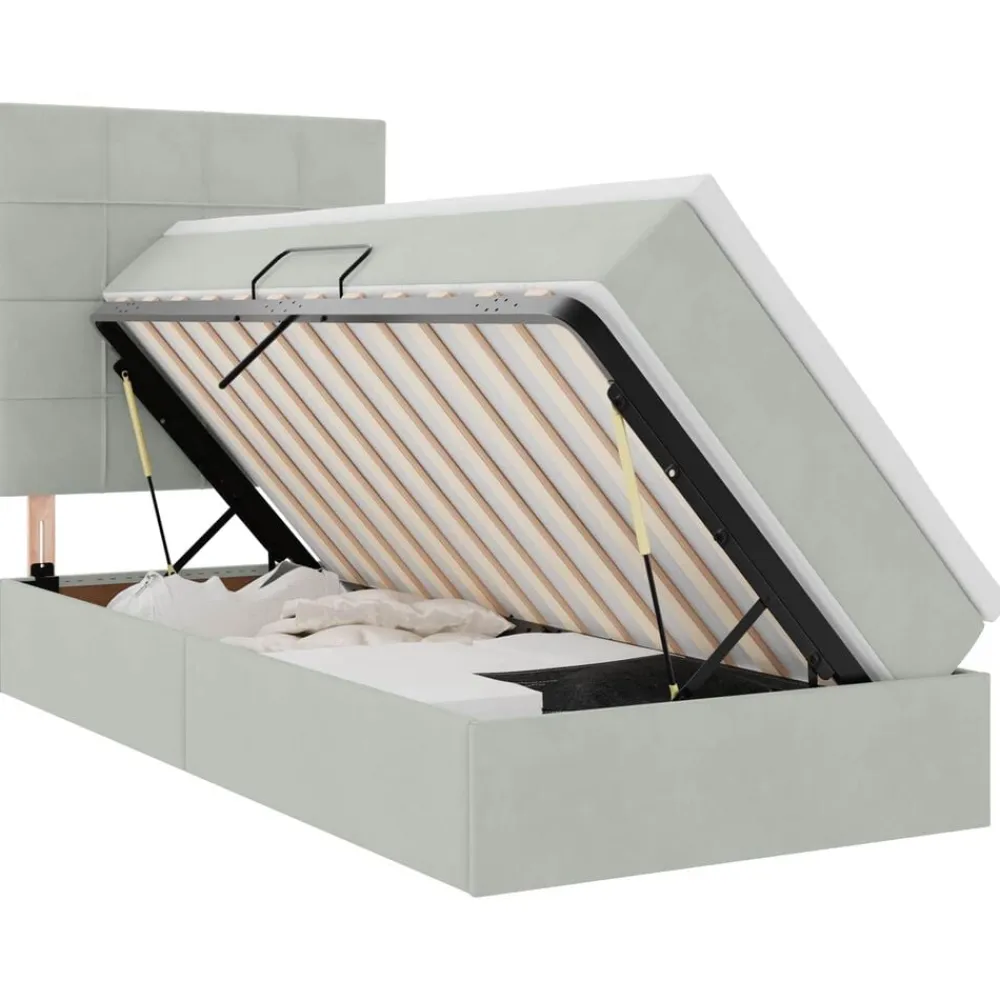 vidaXL Camas Y Accesorios-Cama con almacenamiento y LED 90 x 190 cm Terciopelo