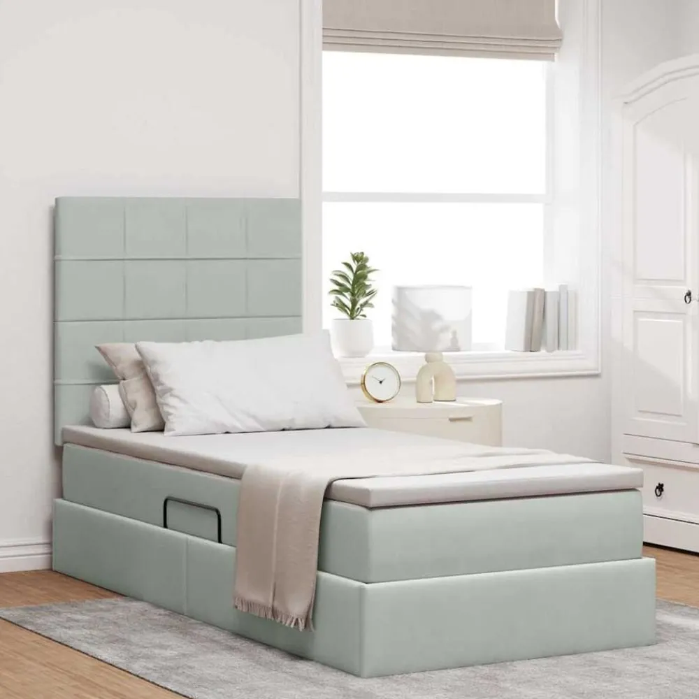 vidaXL Camas Y Accesorios-Cama con almacenamiento y LED 90 x 190 cm Terciopelo