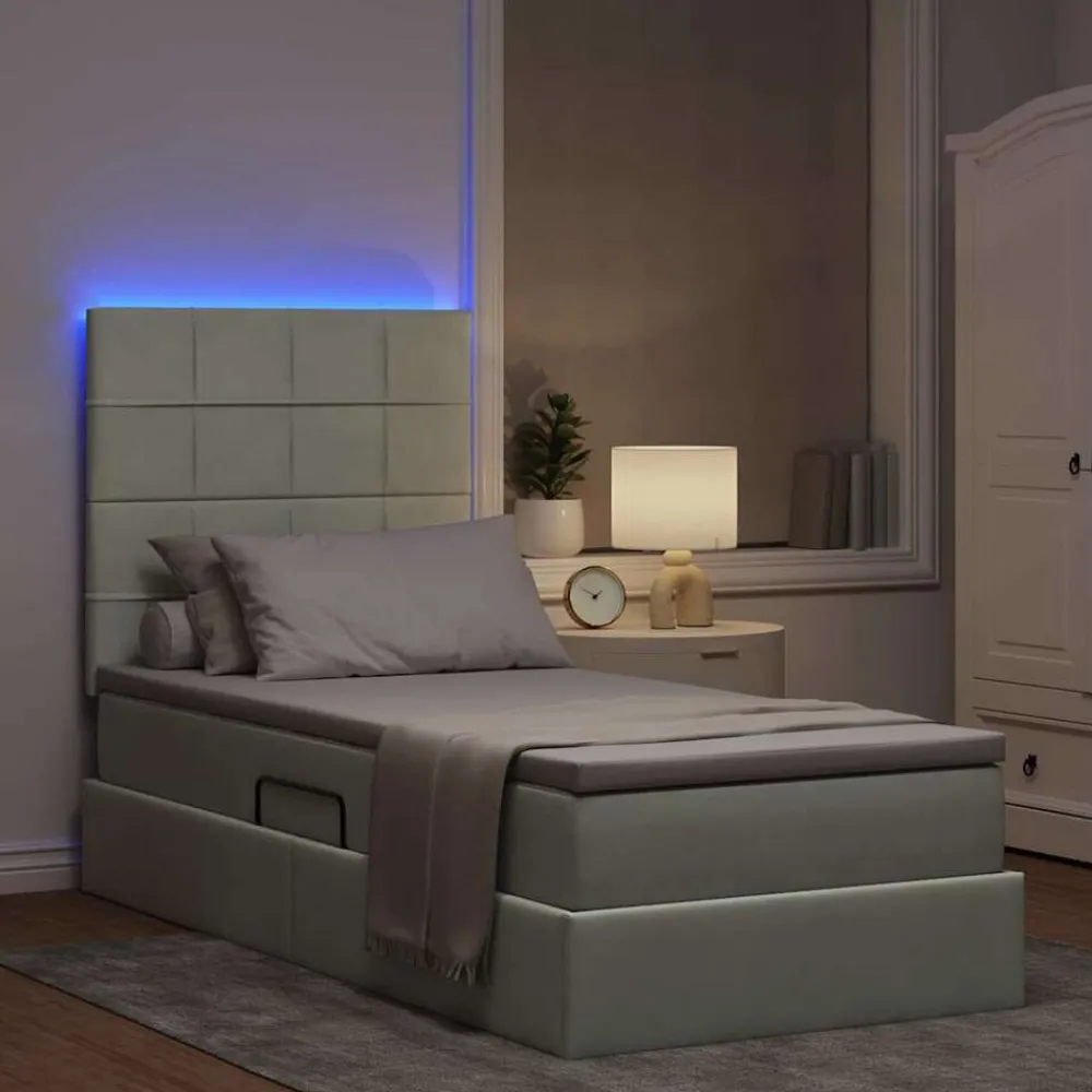 vidaXL Camas Y Accesorios-Cama con almacenamiento y LED 90 x 190 cm Terciopelo