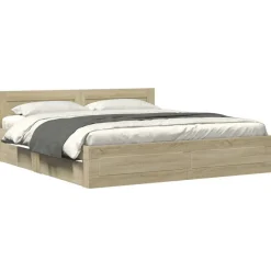 vidaXL Camas Y Accesorios-Cama con cabecero madera de ingeniería 200x200 cm