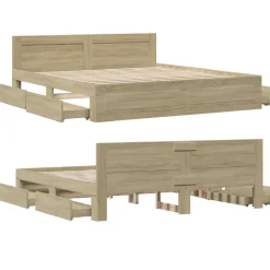 vidaXL Camas Y Accesorios-Cama con cabecero madera de ingeniería 200x200 cm