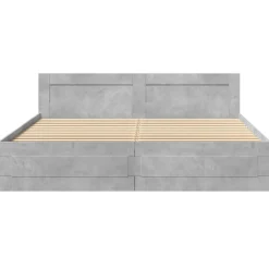 vidaXL Camas Y Accesorios-Cama con cabecero madera ingeniería gris hormigón 200x200 cm