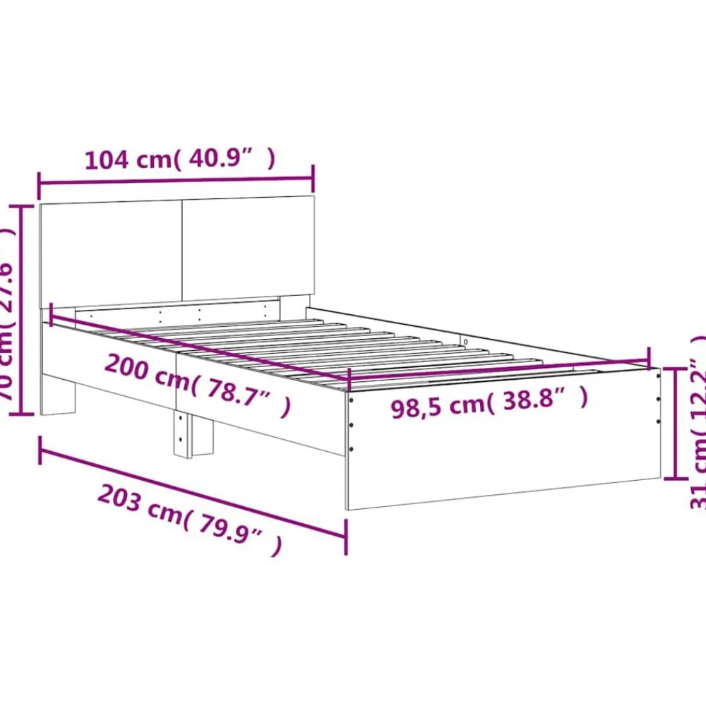 vidaXL Camas Y Accesorios-Cama con cabecero madera de ingeniería 100x200 cm