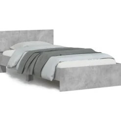 vidaXL Camas Y Accesorios-Cama con cabecero madera de ingeniería gris hormigón 100x200 cm