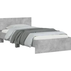 vidaXL Camas Y Accesorios-Cama con cabecero madera de ingeniería gris hormigón 100x200 cm