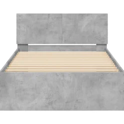 vidaXL Camas Y Accesorios-Cama con cabecero madera de ingeniería gris hormigón 100x200 cm