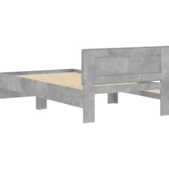 vidaXL Camas Y Accesorios-Cama con cabecero madera de ingeniería gris hormigón 100x200 cm
