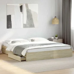vidaXL Camas Y Accesorios-Cama con cajones madera ingeniería 180x200 cm