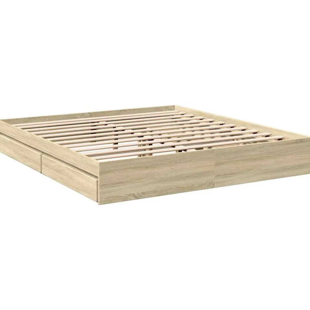 vidaXL Camas Y Accesorios-Cama con cajones madera ingeniería 180x200 cm