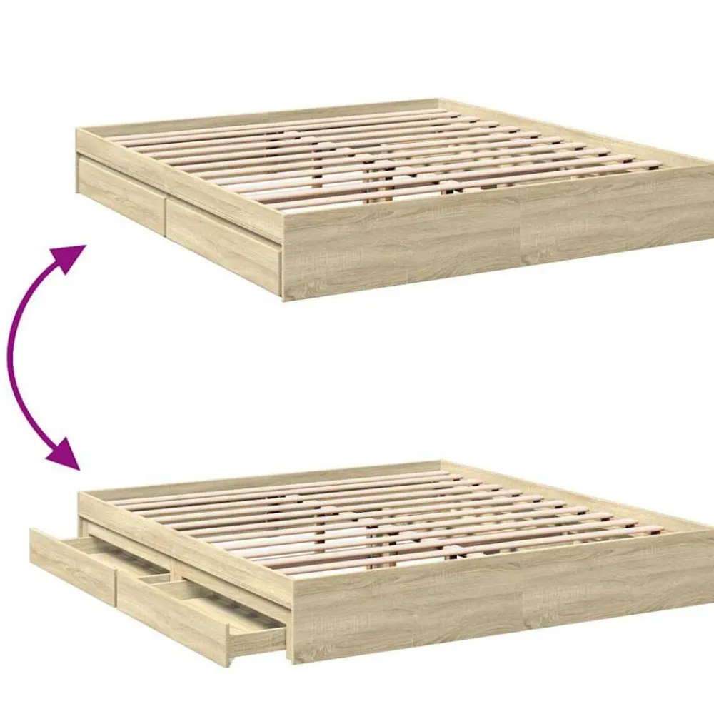 vidaXL Camas Y Accesorios-Cama con cajones madera ingeniería 180x200 cm