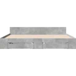 vidaXL Cama con cajones madera ingeniería gris hormigón 200x200 cm Gris hormig&oacute;n Sale