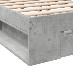 vidaXL Cama con cajones madera ingeniería gris hormigón 200x200 cm Gris hormig&oacute;n Sale