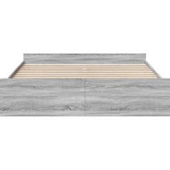 vidaXL Cama con cajones madera ingeniería 200x200 cm Gris sonoma New