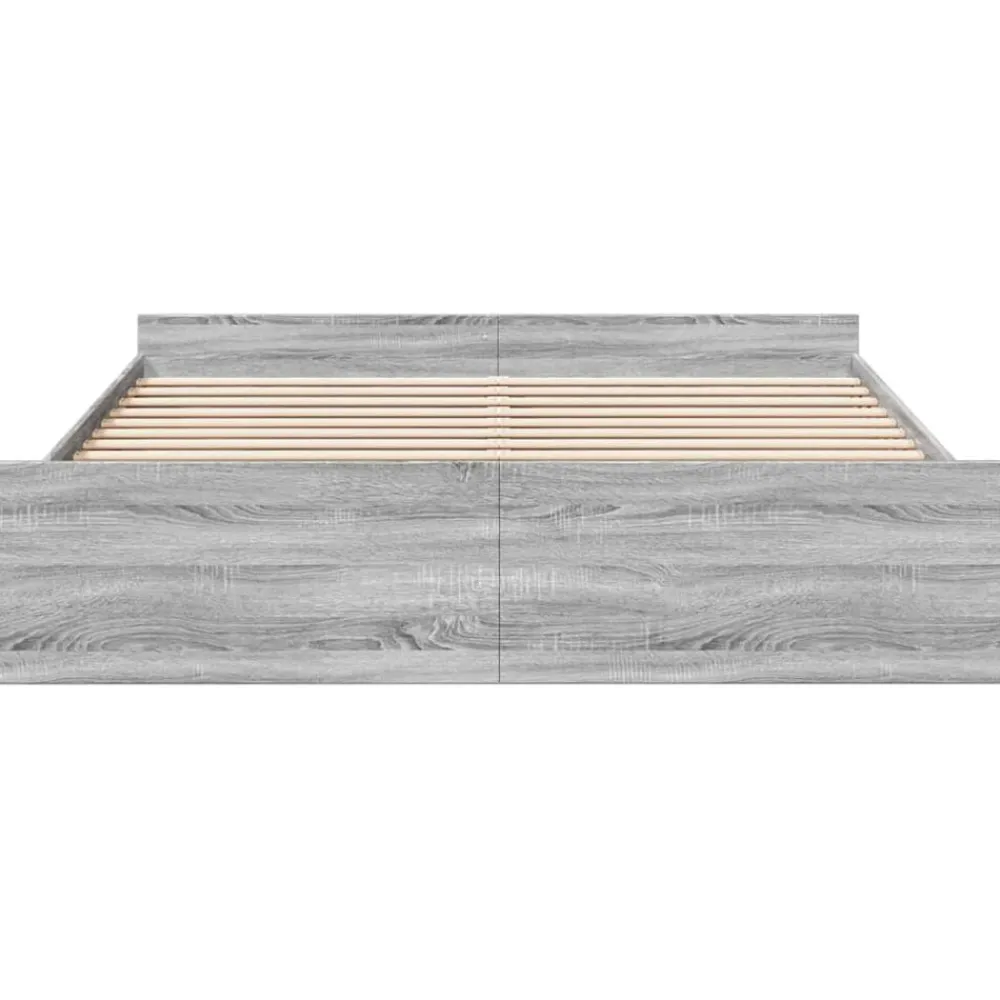 vidaXL Cama con cajones madera ingeniería 200x200 cm Gris sonoma New
