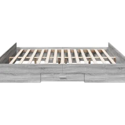 vidaXL Cama con cajones madera ingeniería 200x200 cm Gris sonoma New