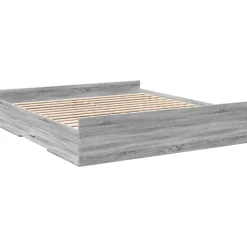 vidaXL Cama con cajones madera ingeniería 200x200 cm Gris sonoma New