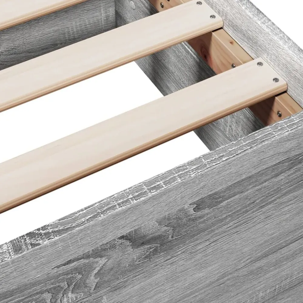 vidaXL Cama con cajones madera ingeniería 200x200 cm Gris sonoma New