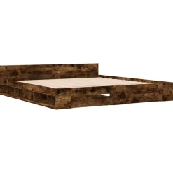 vidaXL Cama con cajones madera de ingeniería 200x200 cm Roble ahumado Clearance