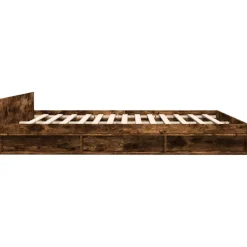 vidaXL Cama con cajones madera de ingeniería 200x200 cm Roble ahumado Clearance