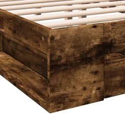 vidaXL Cama con cajones madera de ingeniería 200x200 cm Roble ahumado Clearance