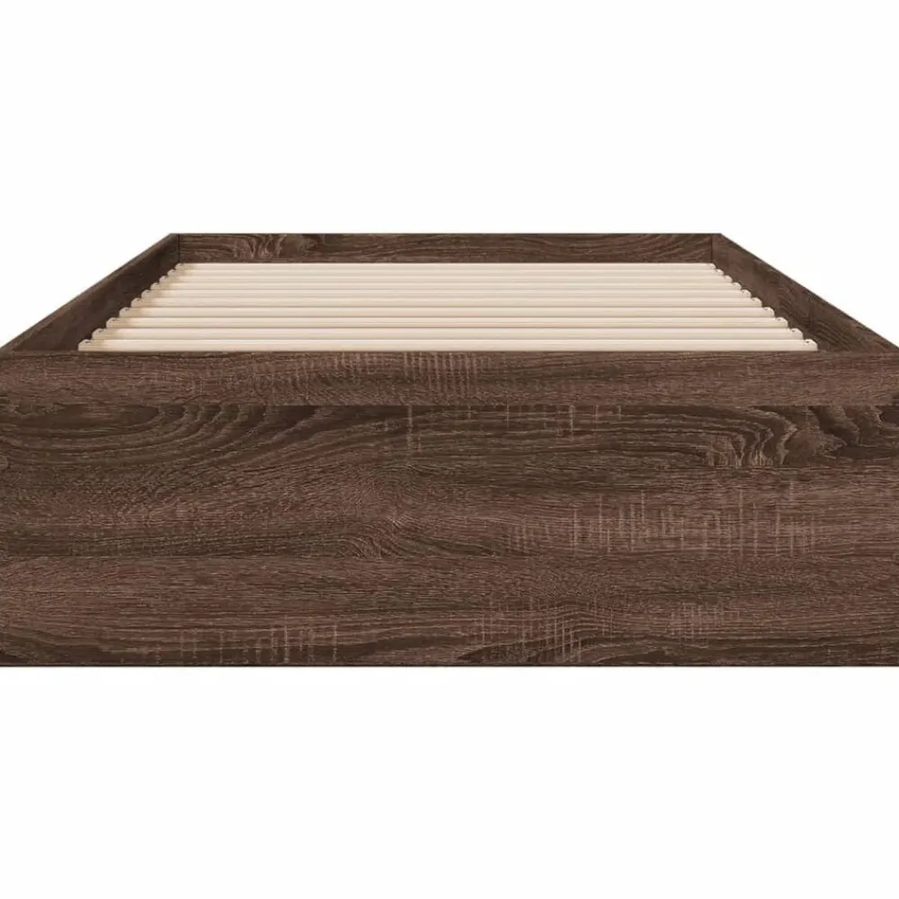 vidaXL Cama con cajones madera de ingeniería marrón roble 100x200 cm Marrón roble Discount