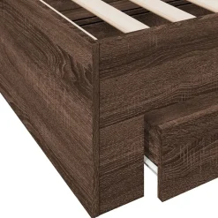 vidaXL Cama con cajones madera de ingeniería marrón roble 100x200 cm Marrón roble Discount