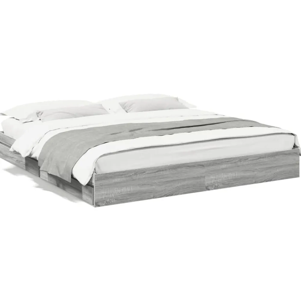 vidaXL Cama con cajones madera ingeniería 200x200 cm Gris sonoma