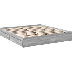 vidaXL Cama con cajones madera ingeniería 200x200 cm Gris sonoma