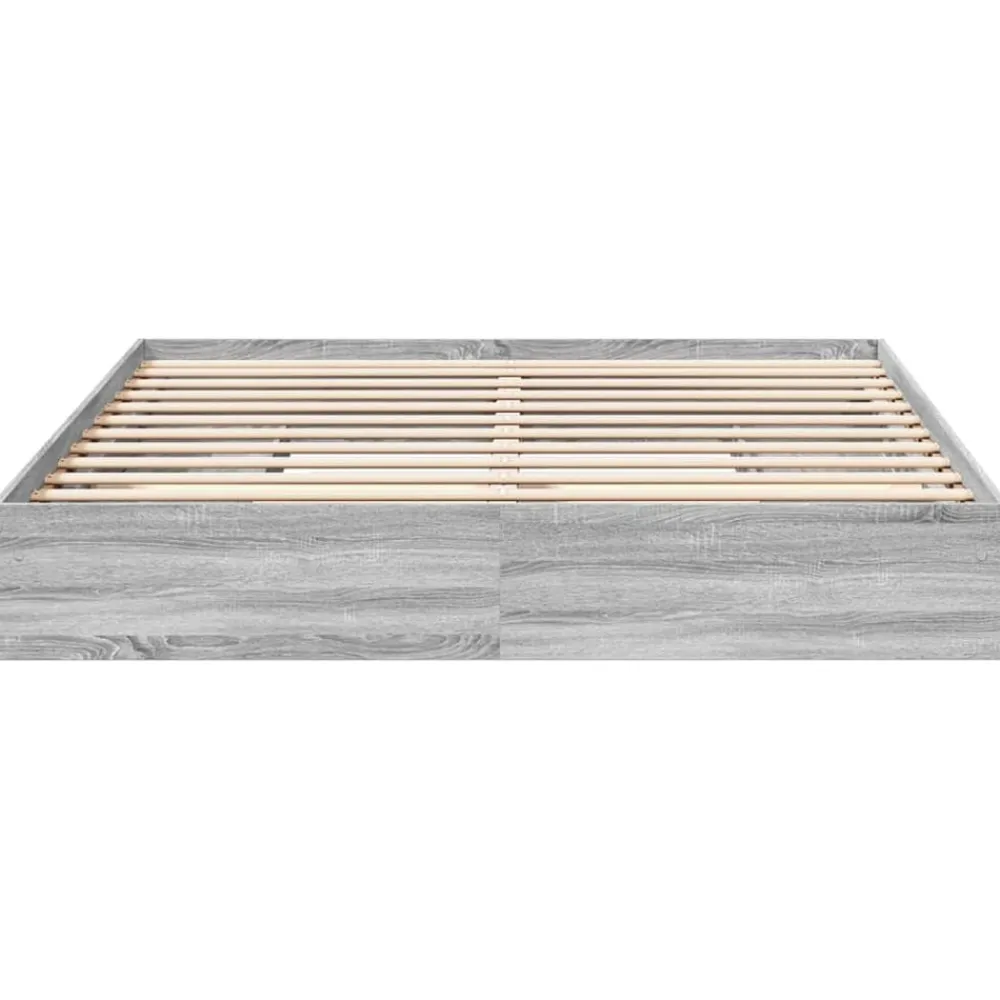 vidaXL Cama con cajones madera ingeniería 200x200 cm Gris sonoma