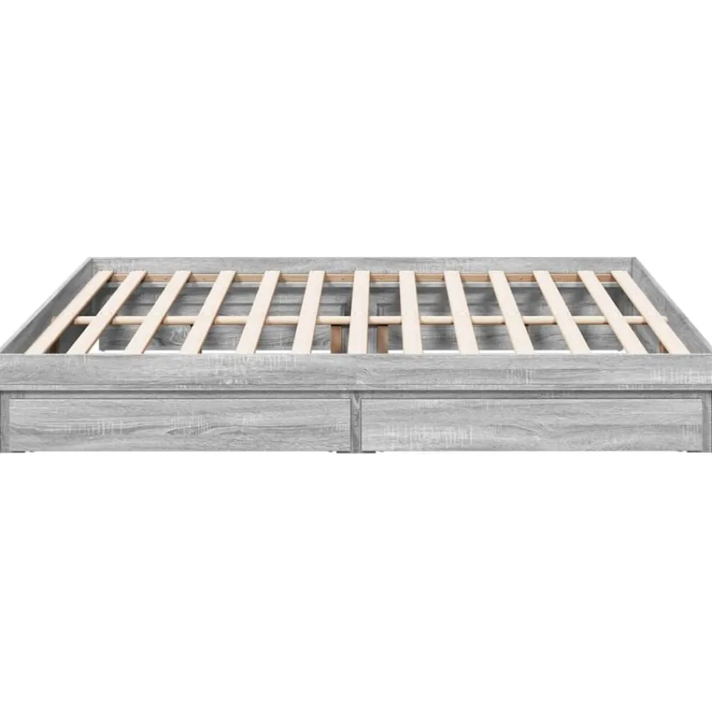 vidaXL Cama con cajones madera ingeniería 200x200 cm Gris sonoma