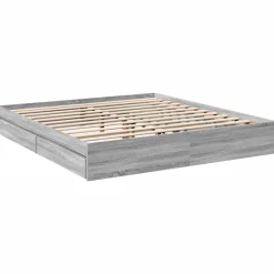 vidaXL Cama con cajones madera ingeniería 200x200 cm Gris sonoma
